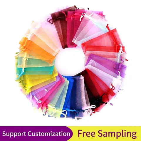 Multicolor Organza Drawstring Bag Polyester Mesh Pouch For Jewelry Packaging Wedding Candy Gift Wrapping Small Storage Bag