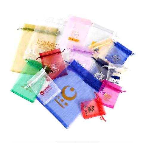 Multicolor Organza Drawstring Bag Polyester Mesh Pouch For Jewelry Packaging Wedding Candy Gift Wrapping Small Storage Bag