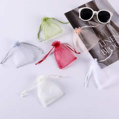 Multicolor Organza Drawstring Bag Polyester Mesh Pouch For Jewelry Packaging Wedding Candy Gift Wrapping Small Storage Bag