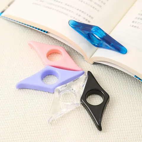 Thumb Book Page Holder Acrylic Plastic Single Handed Reading Assistant Support Bookmark Lightweight Portable Reading Tool