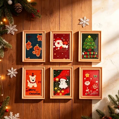 Mini Christmas Photo Frame Resin Charms Cartoon Santa Gingerbread Man Crafting DIY Decor Accessories Festive