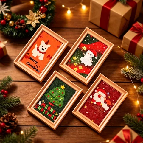 Mini Christmas Photo Frame Resin Charms Cartoon Santa Gingerbread Man Crafting DIY Decor Accessories Festive