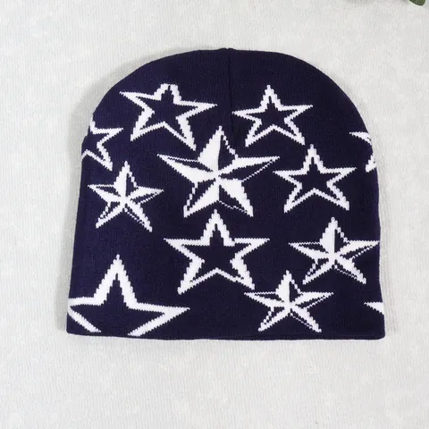 Berretto in Maglia Jacquard a Stella Streetwear Y2K Morbido Acrilico Caldo Invernale Cappello a Cuffia Moda Uomo Donna