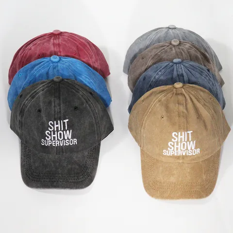 Washed Cotton Baseball Cap For Men Women Shit Show Supervisor Embroidered Adjustable Distressed Dad Hat Outdoor Sun Protection