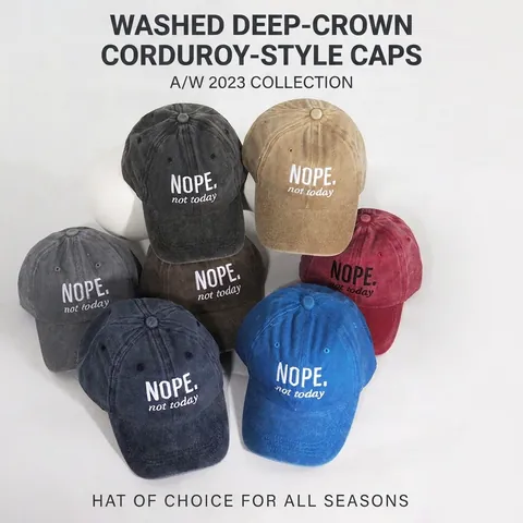 Washed Cotton Baseball Cap With NOPE Not Today Letter Embroidery Vintage Adjustable Sun Hat For Men Women Casual Outdoor