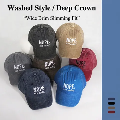 Berretto da Baseball in Cotone Lavato Con Ricamo Lettere NOPE Not Today Cappello da Sole Vintage Regolabile Uomo Donna