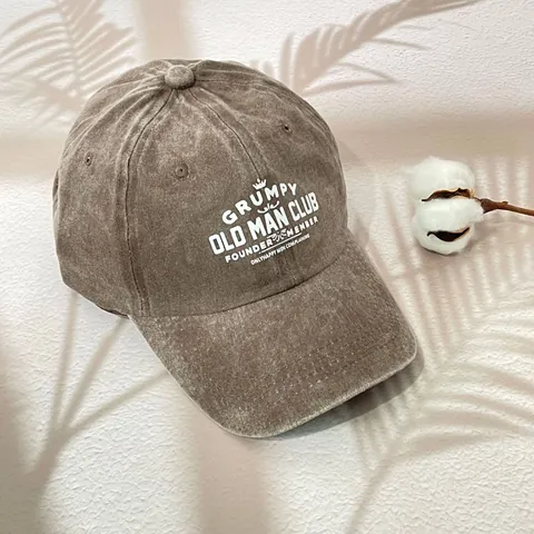 Vintage Washed Cotton Blend Baseball Cap For Women Men Grumpy Old Man Club Print Adjustable Retro Distressed Dad Hat
