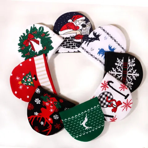 Christmas Jacquard Knitted Beanie Hat Santa Claus Reindeer Snowflake Pattern Winter Warm Acrylic Knit Hat For Men Women Festival Gift