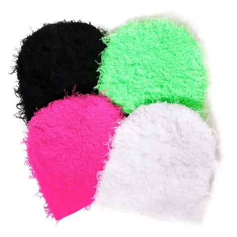 Camouflage Shaggy Knit Beanie Warm Winter Streetwear Hip Hop Personalized Fluffy Acrylic Universal Hat For Men Women