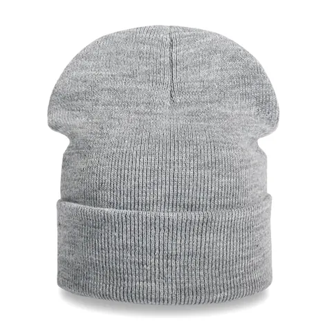 Casual Solid Acrylic Cuffed Knit Beanie Hat For Men Women Winter Warm Stretchy Ribbed Skull Cap Daily Outdoor Fashion Accessory