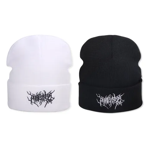 Gorro con Bordado de Ramas Góticas Tejido de Punto Grueso Gorro Cálido para Hombre Mujer Casual Invierno Exterior Moda Streetwear