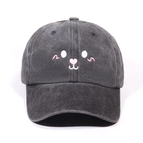 Washed Polyester Baseball Cap Cute Cartoon Marmot Embroidery Sun Hat Vintage Distressed Adjustable Duck Tongue Hat For Unisex