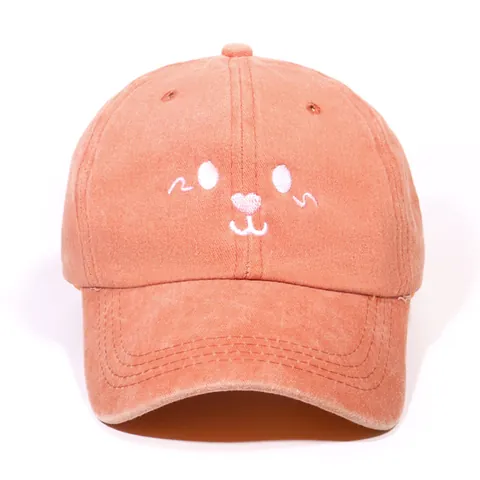 Washed Polyester Baseball Cap Cute Cartoon Marmot Embroidery Sun Hat Vintage Distressed Adjustable Duck Tongue Hat For Unisex