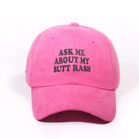 Washed Polyester Baseball Cap For Men Women With Humorous Letter Print Adjustable Distressed Sun Protection Curved Brim Hat