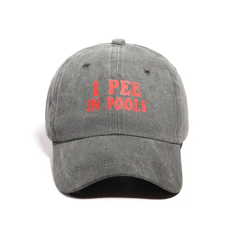 Vintage Washed Polyester Baseball Cap For Men Women With I Pee In Pools Humorous Slogan Embroidery Curved Brim Sun Protection Outdoor Casual Dad Hat