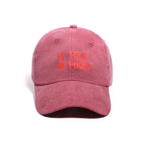 Vintage Washed Polyester Baseball Cap For Men Women With I Pee In Pools Humorous Slogan Embroidery Curved Brim Sun Protection Outdoor Casual Dad Hat
