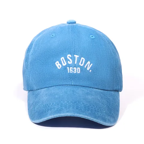 Washed Polyester Baseball Cap Vintage BOSTON Letter Embroidery Adjustable Snapback Hat Casual Sport Cap For Men Women