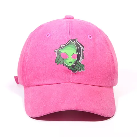 Vintage Washed Polyester Baseball Cap Alien Embroidery Adjustable Dad Hat Outdoor Sun Protection Hat For Men Women Casual Accessories