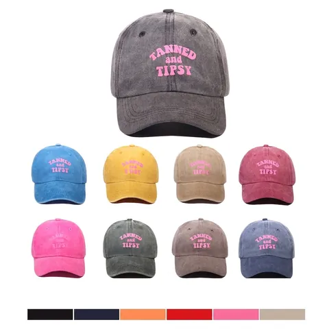 Waschoptik Baseballkappe TANNED Und TIPSY Buchstabendruck Verstellbarer Sonnenhut Für Herren Damen Casual Outdoor Trucker Cap