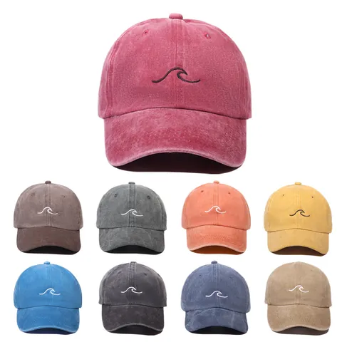 Minimalistische Gewassen Polyester Honkbalpet Golfborduurwerk Casual Verstelbare Zonbescherming Sportvaderpet Voor Heren Dames