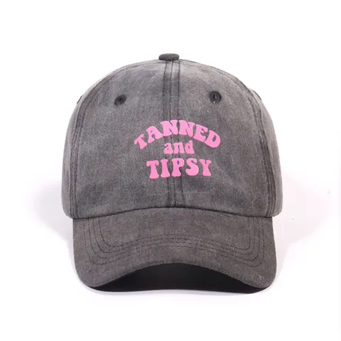 Waschoptik Baseballkappe TANNED Und TIPSY Buchstabendruck Verstellbarer Sonnenhut Für Herren Damen Casual Outdoor Trucker Cap