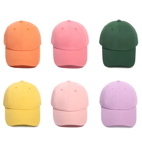 Kids Solid Color Baseball Cap Adjustable Polyester Sun Hat Boys Girls Outdoor Sports Casual Breathable Curved Brim Hat