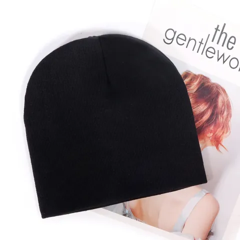 Acrylic Solid Color Knit Beanie Hat For Men Women Warm Winter Outdoor Minimalist Plain Skull Cap Ribbed Cold Weather Accessory