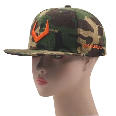 Casquette Snapback Avec Lettre V Et Bois Brodés Pour Hommes Femmes Coton Visière Plate Hip Hop Baseball Camouflage Streetwear