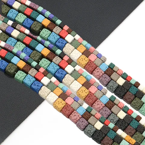 Natural Lava Rock Cube Loose Beads Porous Volcanic Stone Spacer Beads For Aromatherapy Diffuser DIY Jewelry Making Accessories