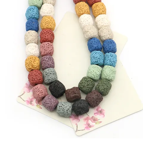 Natural Lava Stone Beads For DIY Jewelry Making Colorful Porous Aromatherapy Rocks Polished Loose Beads For Handmade Crafts