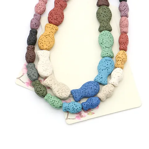 Natural Volcanic Lava Stone Beads Mixed Shapes Fish Skull Star For DIY Jewelry Making Aromatherapy Diffuser Beads Colorful Rock Accessories