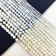 Natural Shell Beads Mother Of Artificial Pearl Round Loose Spacer Beads For DIY Jewelry Making White Flesh Color Jewelry Accessories