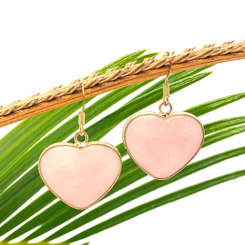 Bohemian Natural Stone Turquoise Heart Shaped Drop Earrings Gold Plated Alloy Bezel Wrapped Dangle Earrings For Women Jewelry Gift