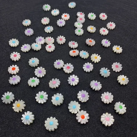 Natural White Shell Daisy Flower Beads For DIY Jewelry Making Colorful Floral Loose Beads For Bracelets And Necklaces Craft Supplies