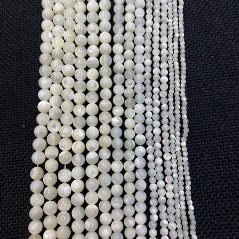 Natural Shell Beads Mother Of Artificial Pearl Round Loose Spacer Beads For DIY Jewelry Making White Flesh Color Jewelry Accessories