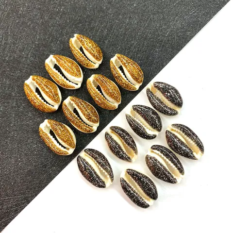 Natural Cowrie Shell Beads Glitter Coating Jewelry Making DIY Accessories For Necklaces Bracelets Bohemian Style Charms
