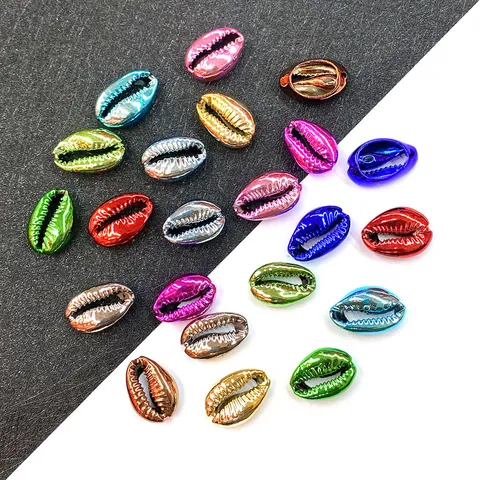 Natural Cowrie Shell Beads Electroplated Metallic Finish Cowrie Shell Charms For Bohemian Jewelry Making DIY Bracelet