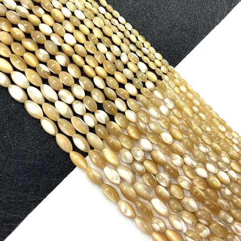 Perline Sciolte Naturali in Madreperla a Forma di Riso Lucidate Iridescenti Distanziatori per Creazione di Gioielli e Braccialetti DIY