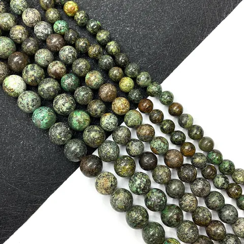 Natural African Turquoise Stone Round Loose Beads For Jewelry Making DIY Bracelet Necklace Polished Gemstone Spacer Beads