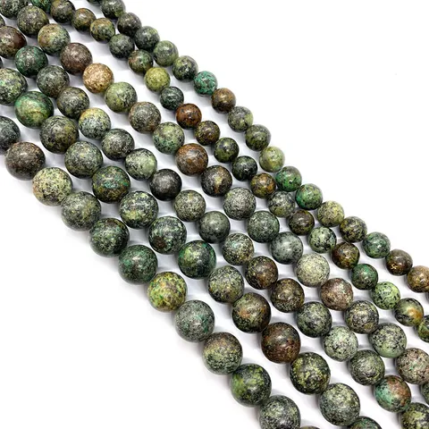 Natural African Turquoise Stone Round Loose Beads For Jewelry Making DIY Bracelet Necklace Polished Gemstone Spacer Beads