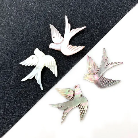 Natural Sea Shell Mother Of Artificial Pearl Swallow Shape Pendants Iridescent Carved Bird Jewelry Findings For DIY Necklace Accessories