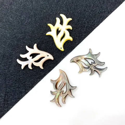 Ciondolo a Forma di Fiamma Astratta in Conchiglia Naturale Solo (Senza Catena) Per DIY Collana Orecchini Gioielli Donna
