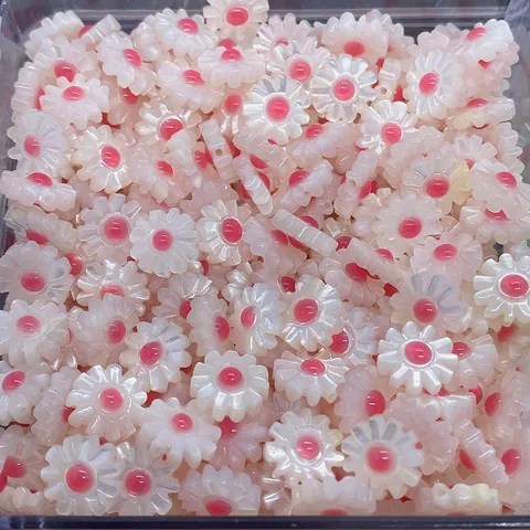Natural Sea Shell Daisy Flower Loose Beads Colorful Enamel Shell Beads For DIY Necklace Jewelry Making Accessories