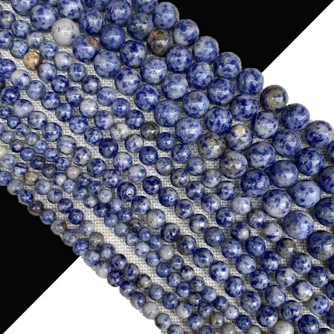 Natural Stone Round Loose Beads Lemon Jade Dalmatian Jasper Amazonite Sodalite Agate For DIY Jewelry Making Necklaces