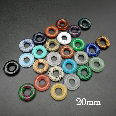 20mm Natuursteen Donut Hanger Ping An Kou DIY Sieraden Maken Accessoires Amethist Rozenkwarts Agaat Bedel Voor Ketting Armband