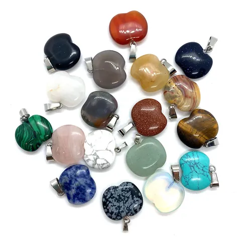Ciondolo a Forma di Mela in Pietra Naturale 19x20mm Lucidato Pietre Semipreziose Charms a Forma di Mela Con Gancio in Lega per Creazione Gioielli Fai da Te Solo Ciondolo Senza Catena