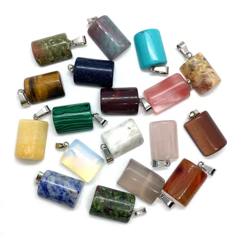 Natural Stone Semi-Cylindrical Pendant DIY Jewelry Making Accessories Polished Gemstone Charm Pendant Only Without Chain