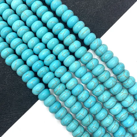 Piedra Natural Azul Turquesa Rondelle Cuentas Sueltas Espaciadores Ábaco Para Bricolaje Pulsera Collar Fabricación De Joyas
