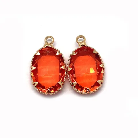 Oval Faceted Gradient Natural Stone Crystal Pendant Only Without Chain Gold Alloy Frame For DIY Jewelry Making Necklaces