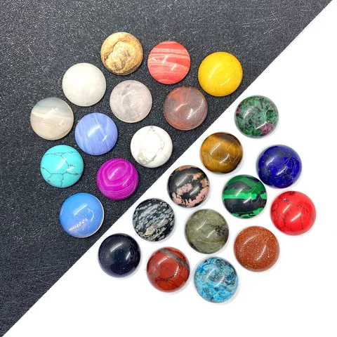 Round Natural Stone Agate Cabochons Polished Loose Beads For DIY Ring Jewelry Making Accessories For Women Men Gift